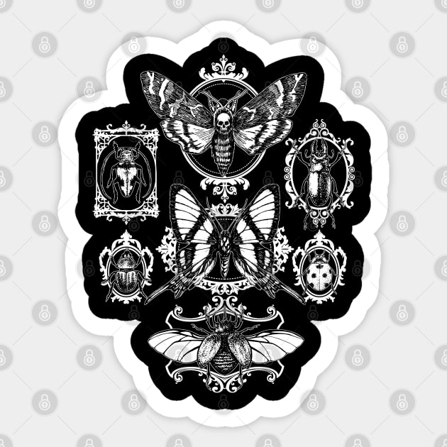 Gothic Framed Insects Sticker by RavenWake